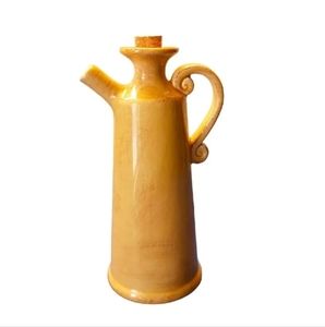 Pier 1 Toscana Gold Olive Oil Jug Pitcher Yellow Hand Painted Earthenware  Italy